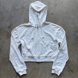 arizona white cropped zipper sweater